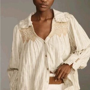 Anthropologie Pilcro Long-Sleeve Victorian Buttondown Blouse $118